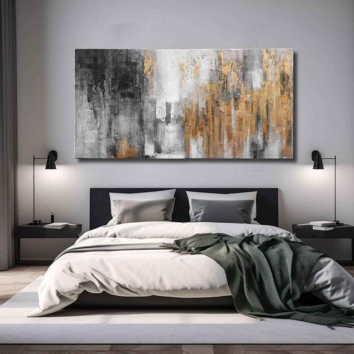 Midnight Onyx Textured Abstract Wall Art 30x60 Canvas – image 3
