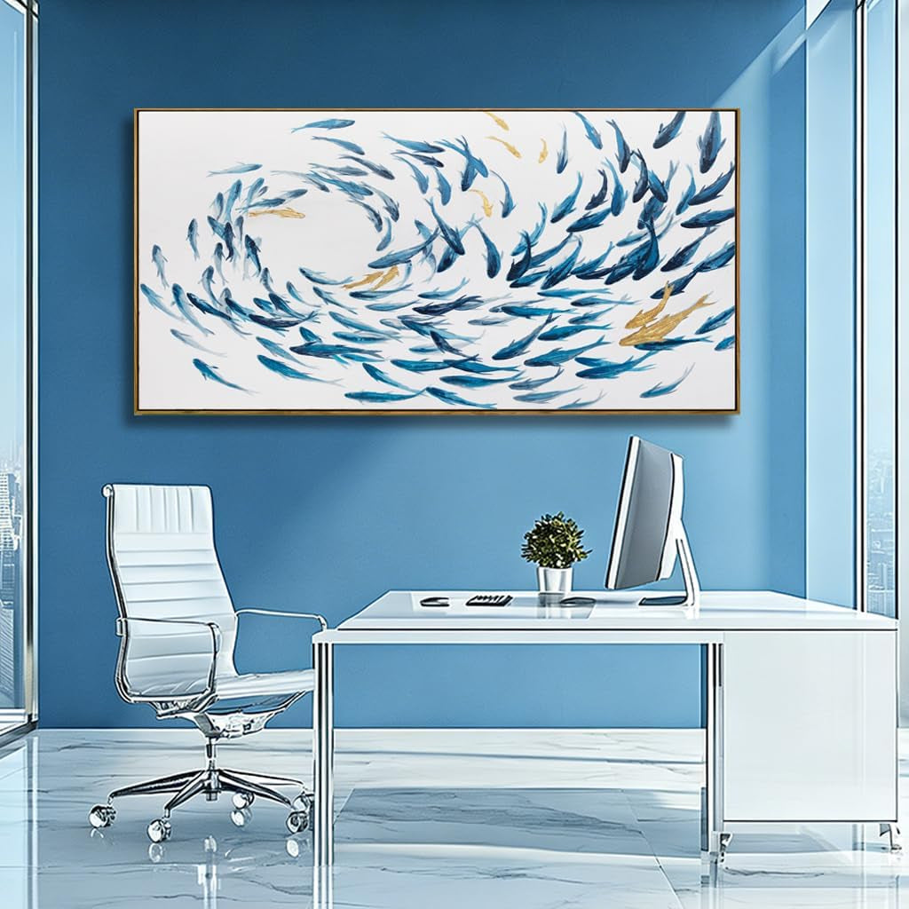 Ocean Coastal Wall Art 29x58 Blue Canvas for Living Room – image 2