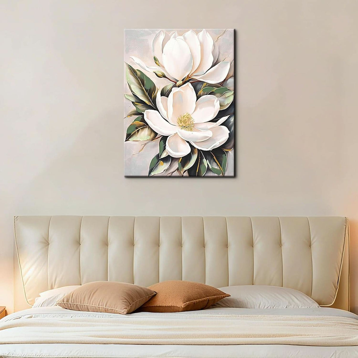 Flower Floral Wall Art 24x32 White Canvas for Living Room – image 3
