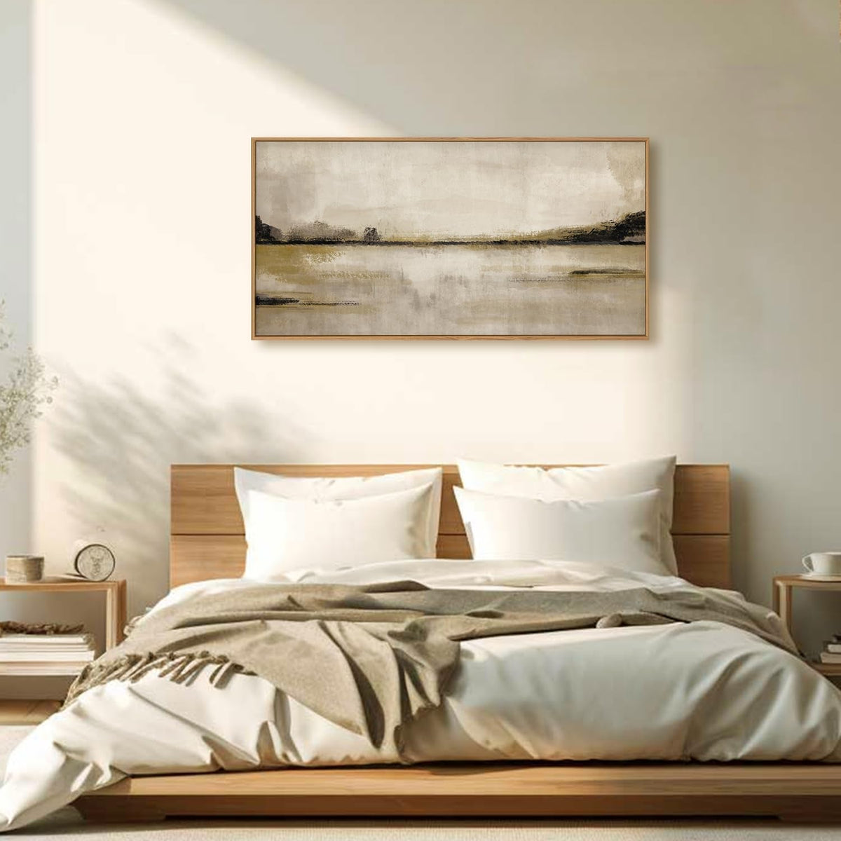 Landscape Wall Art 40x20 Framed Neutral Canvas for Living Room – image 5