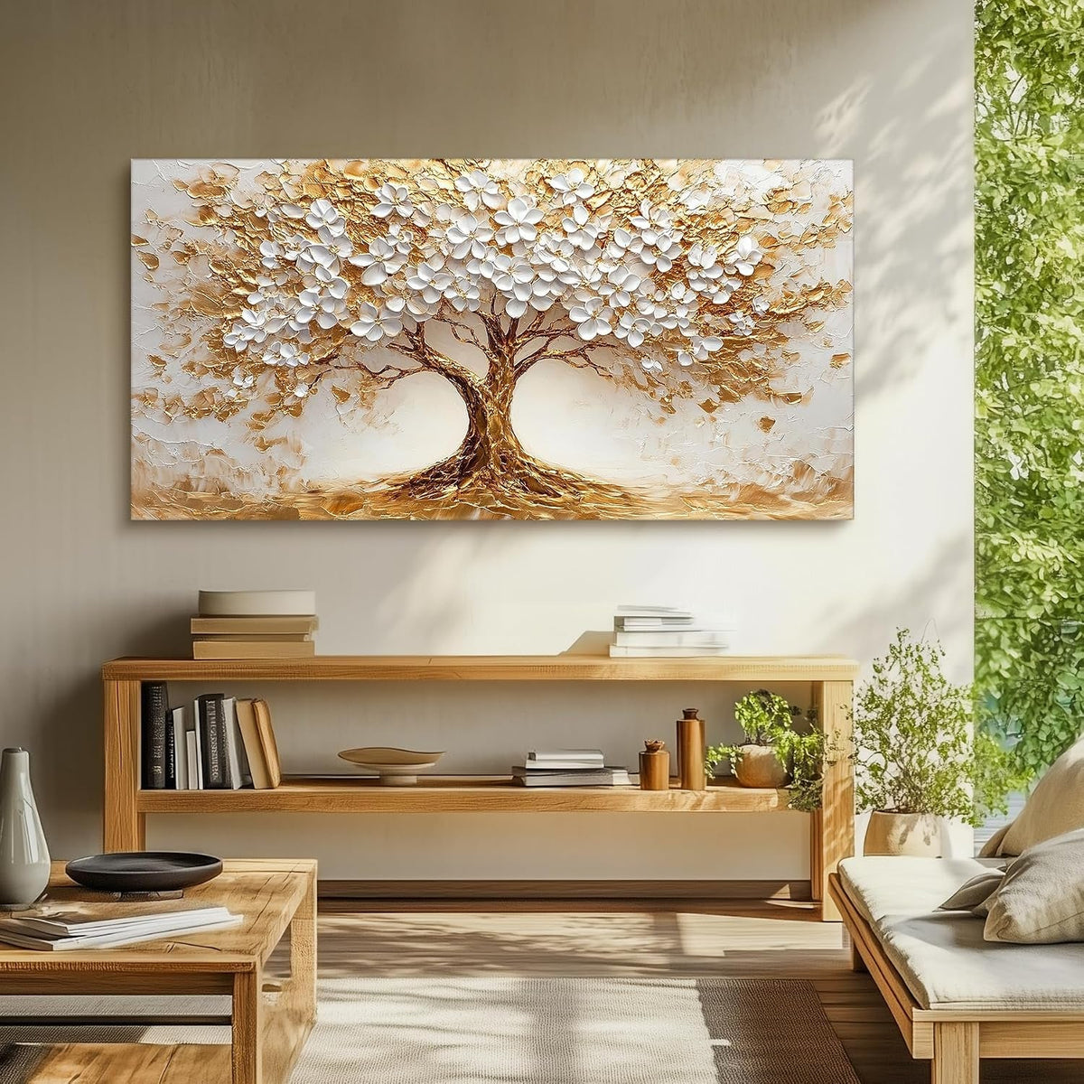 Tree of Life Landscape Wall Art 29x57 White Gold Canvas – image 7