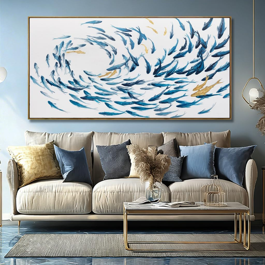 Ocean Coastal Wall Art 29x58 Blue Canvas for Living Room – image 5