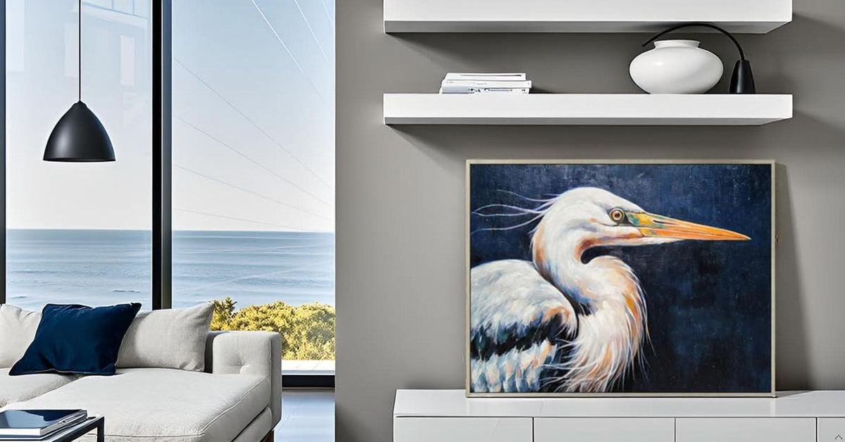 Blue Heron Textured Wall Art Hand-Painted Framed Canvas – image 6