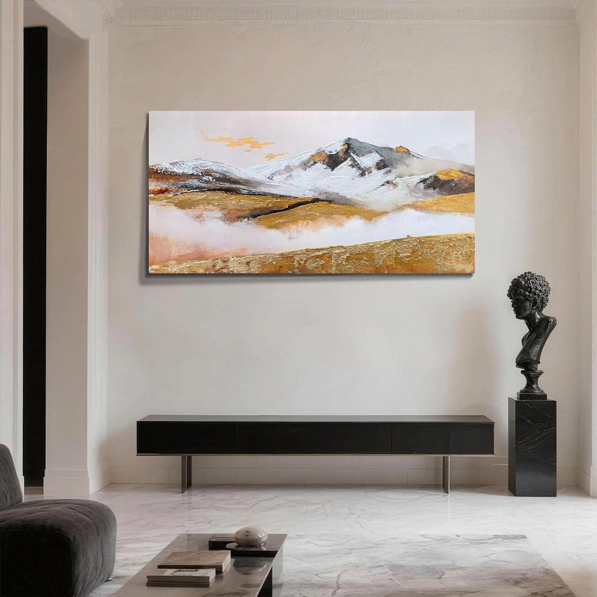 Mountain Golden Landscape Wall Art 48x24 Hand-Painted – image 4