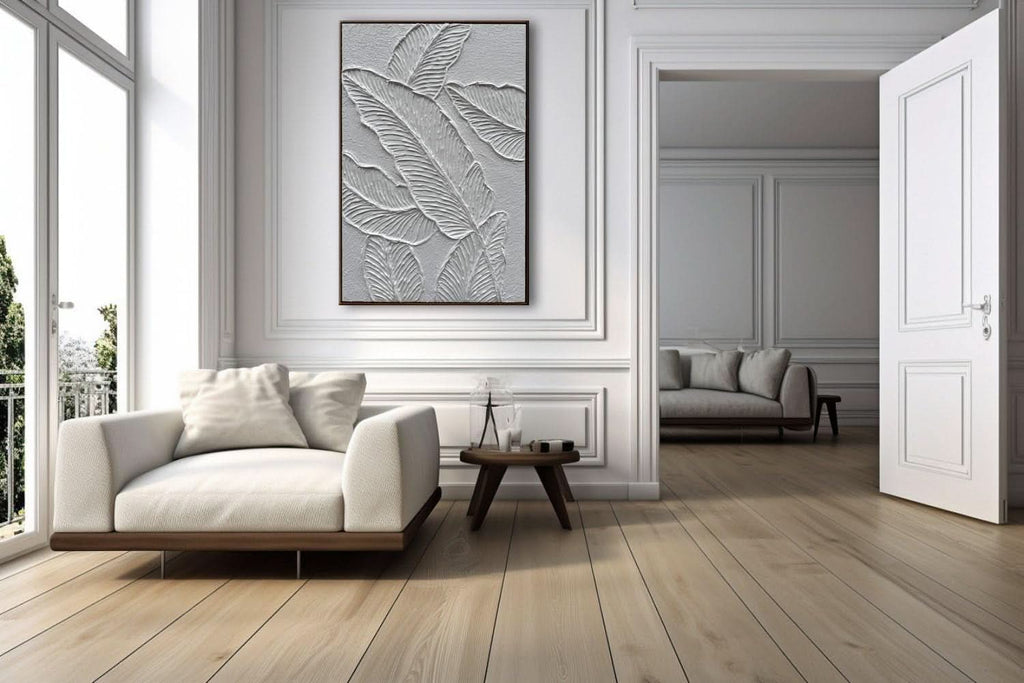 Matte Sleek Textured Canvas Wall Art 24x36 Framed White – image 7