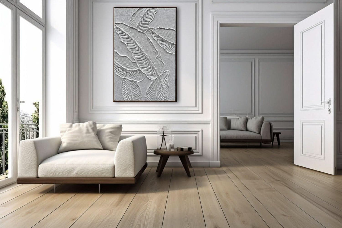 Matte Sleek Textured Canvas Wall Art 24x36 Framed White – image 7