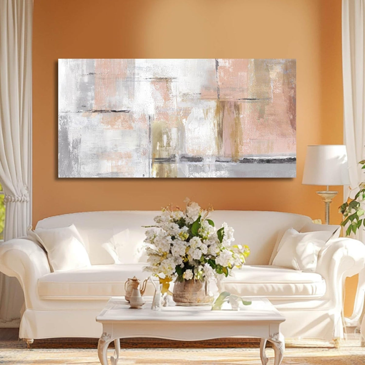 Abstract Wall Art 20x40 Powder Pink Canvas for Living Room – image 2