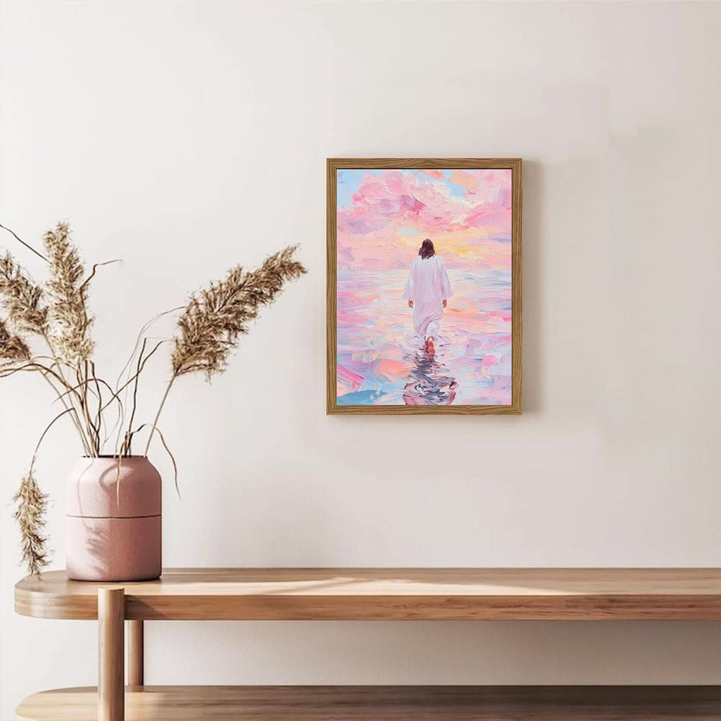 Jesus Walking on Water Christian Wall Art 12x16 Pink – image 4