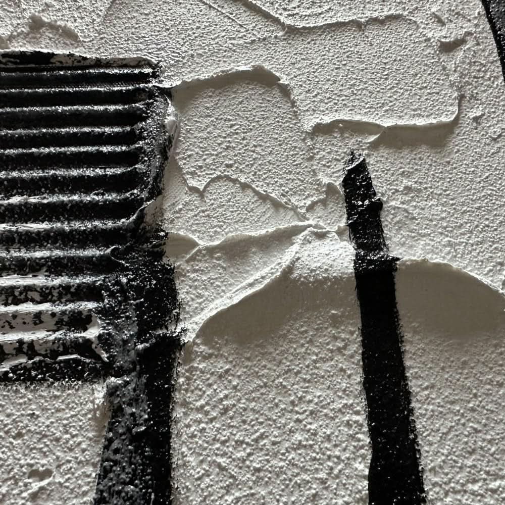 Textured Black and White Wall Art 24x36 Hand-Painted – image 3