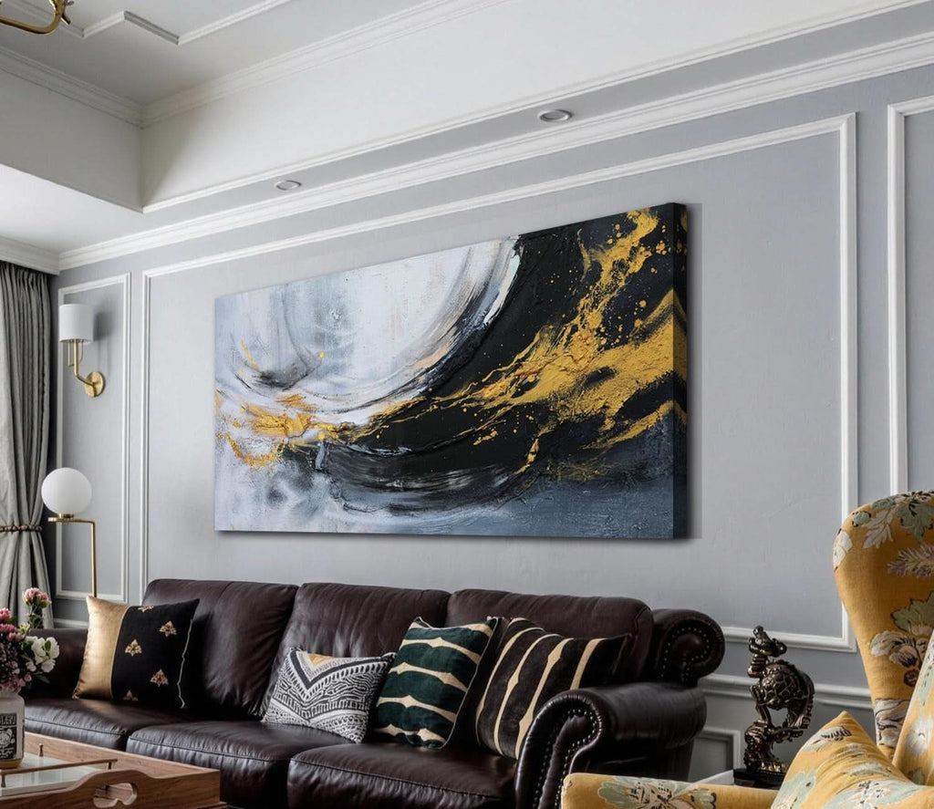 Black and White Abstract Wall Art 40x20 Canvas for Living Room – image 5