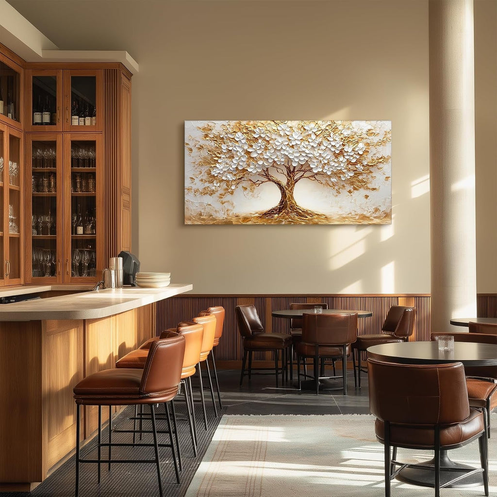 Tree of Life Landscape Wall Art 29x57 White Gold Canvas – image 6