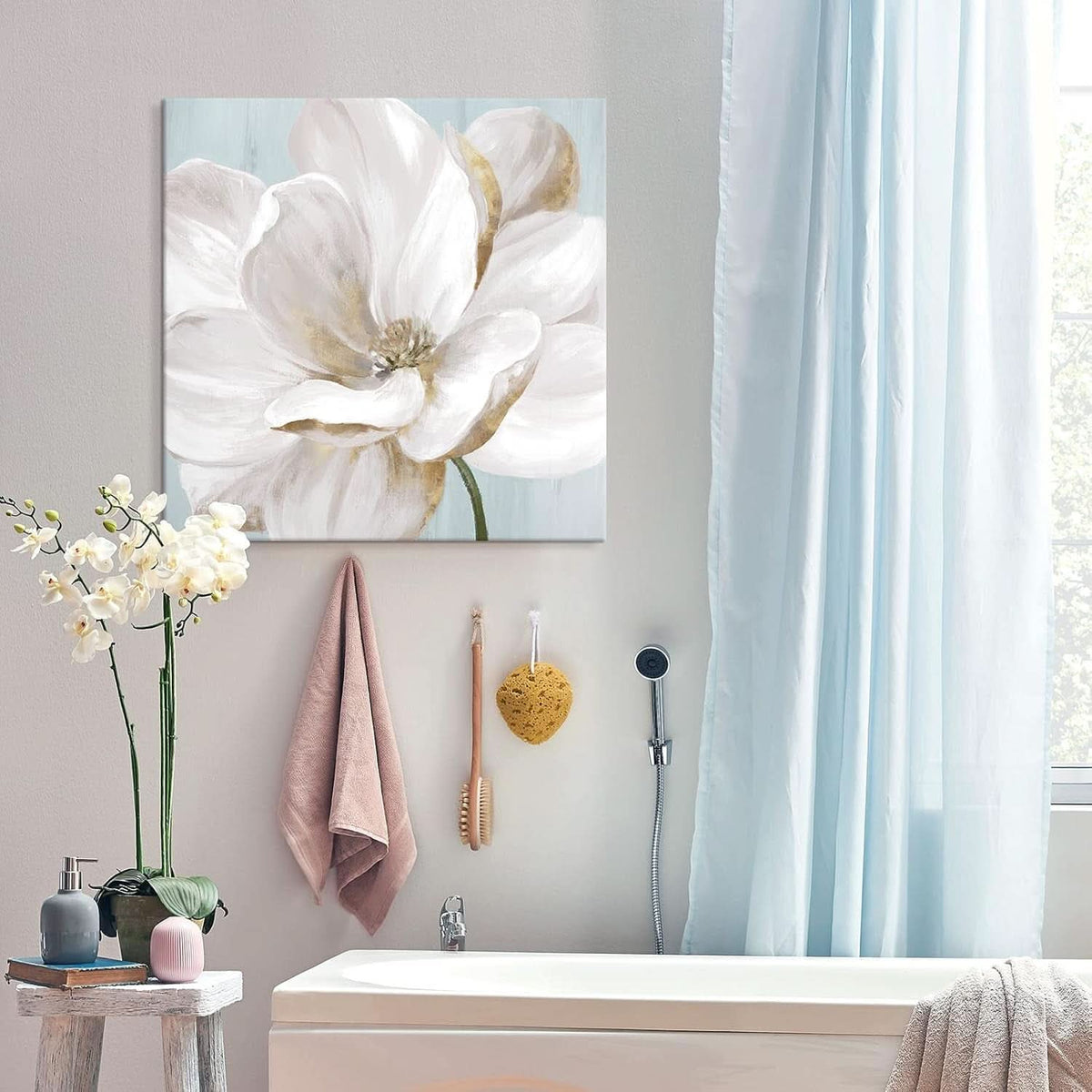 Magnolia Floral Wall Art 24x24 White Canvas for Living Room – image 5
