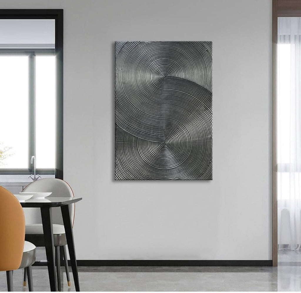 Multidimensional 3D Wall Art 28x40 Hand-Painted Silver Gray – image 5