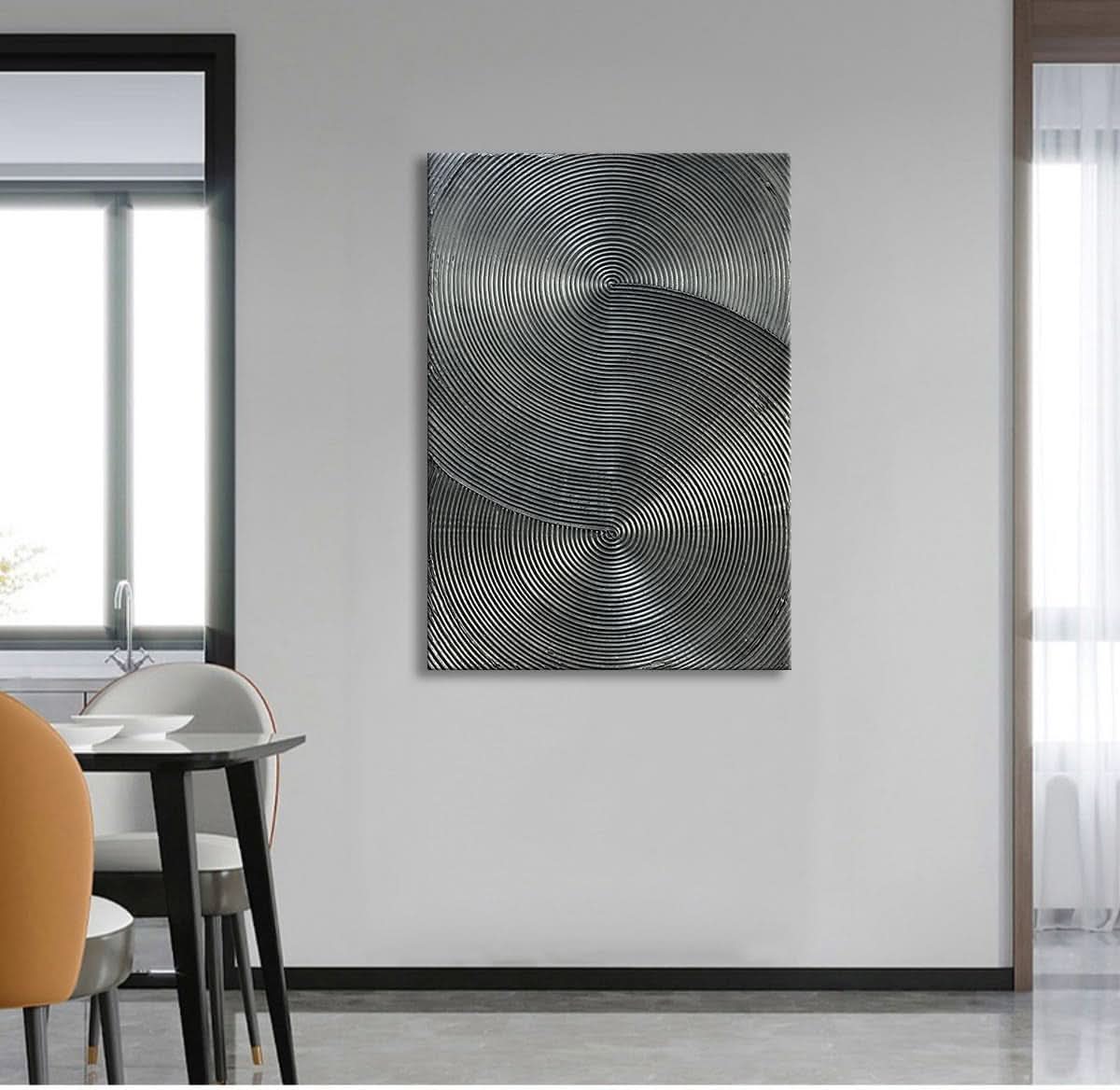 Multidimensional 3D Wall Art 28x40 Hand-Painted Silver Gray – image 5