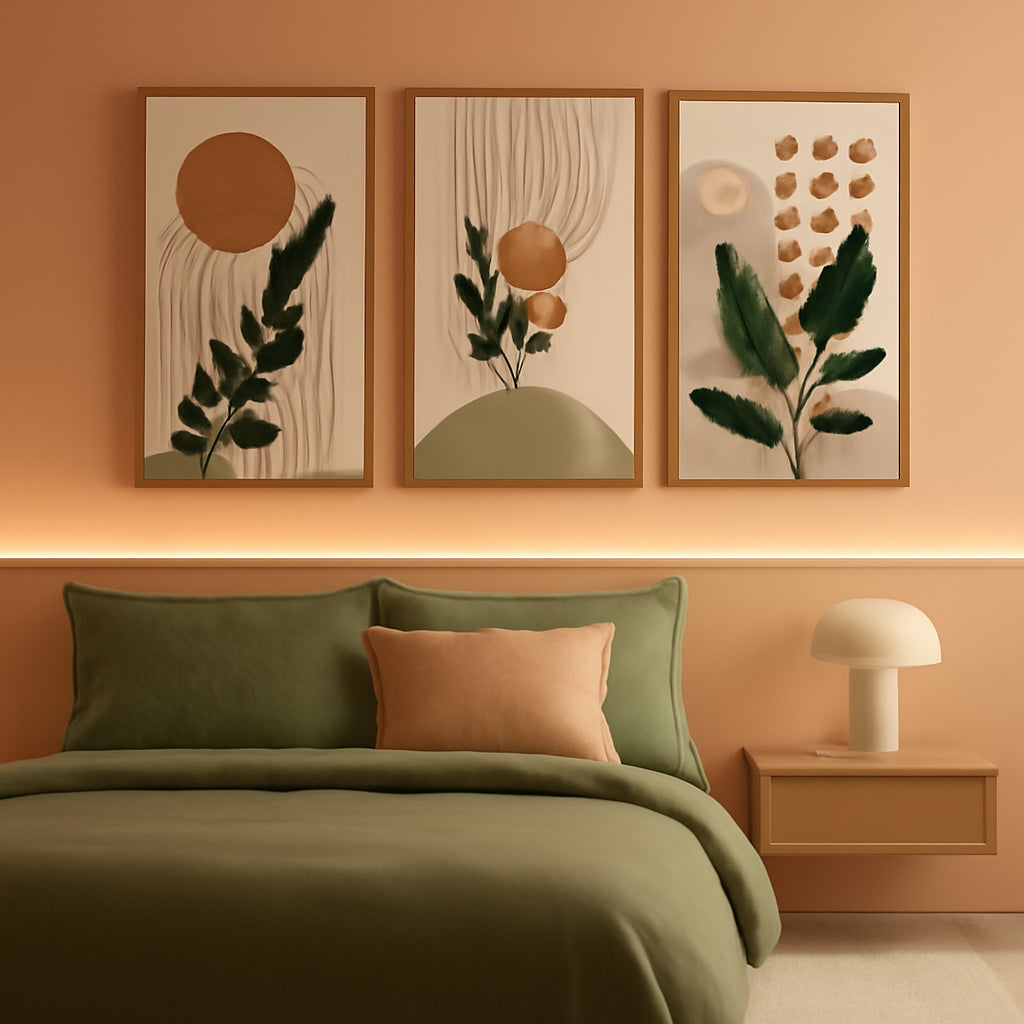 Boho Botanical Wall Art 24x36 Framed Green Canvas for Living Room – main view