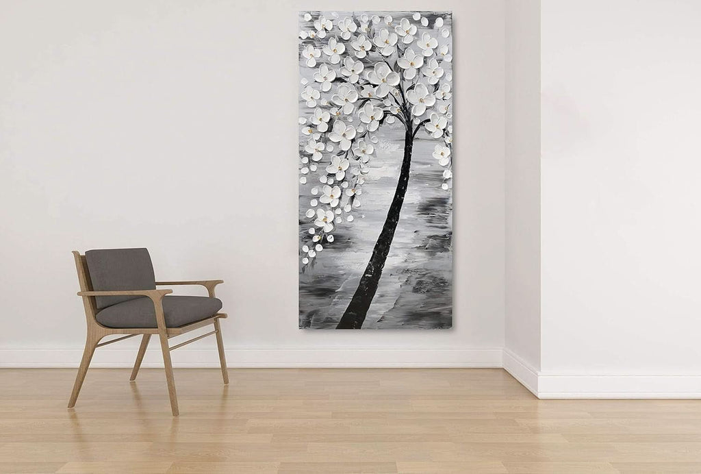 Bright Flower 3D Floral Wall Art Hand-Painted White Canvas – image 6