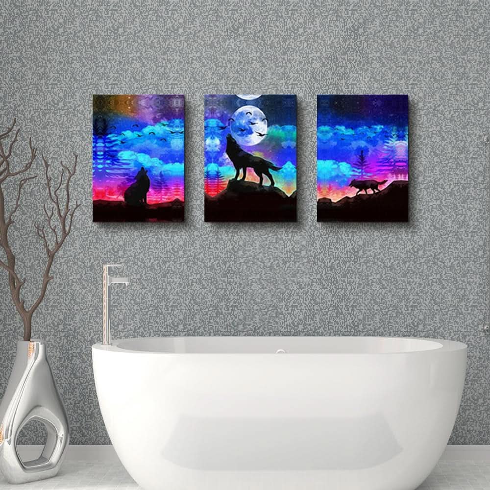 Wolf Boho Wall Art Set of 3 Canvas, 20x28 in for Living Room – image 5