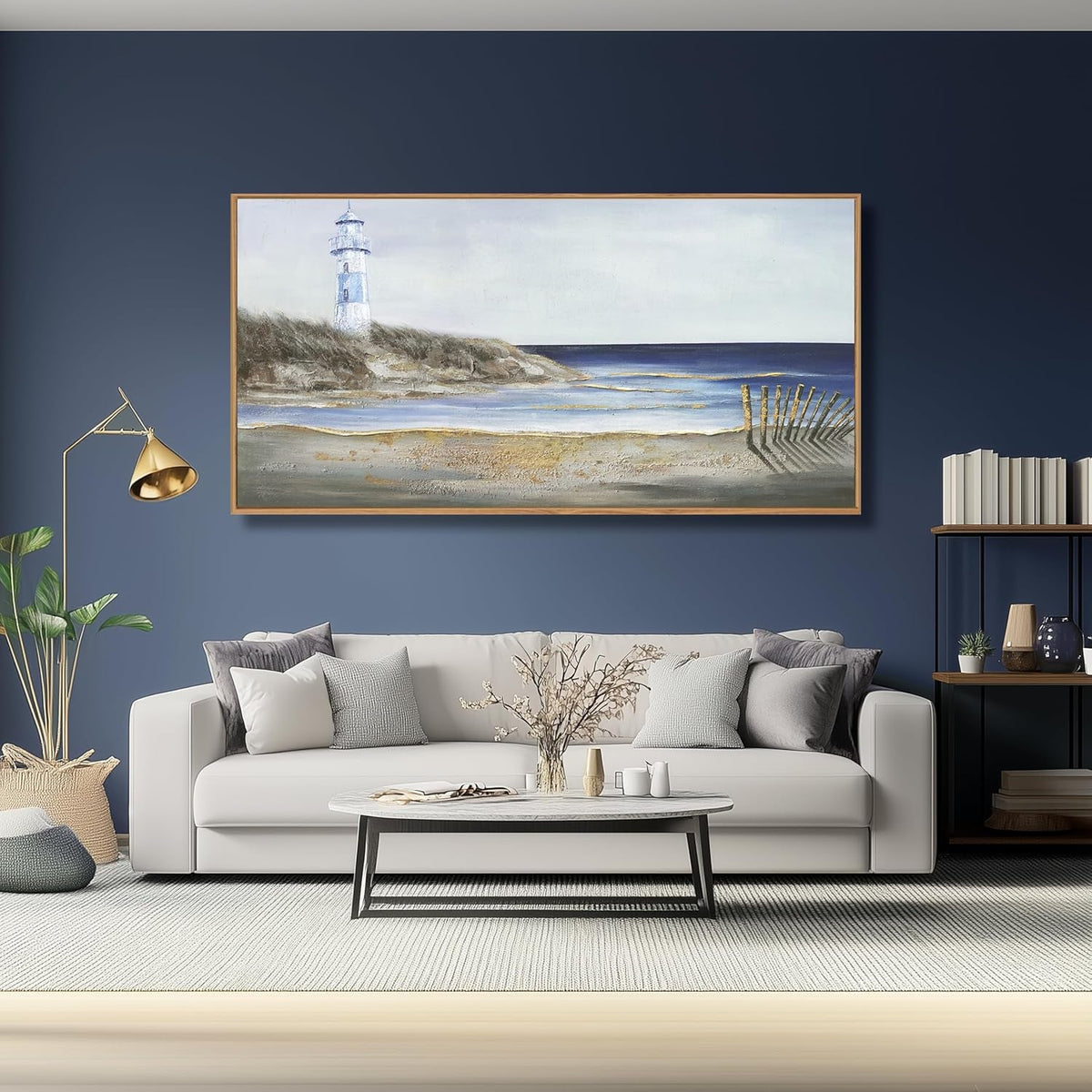 Ocean Coastal Wall Art 30x60 Framed Deep Blue for Living Room – image 2