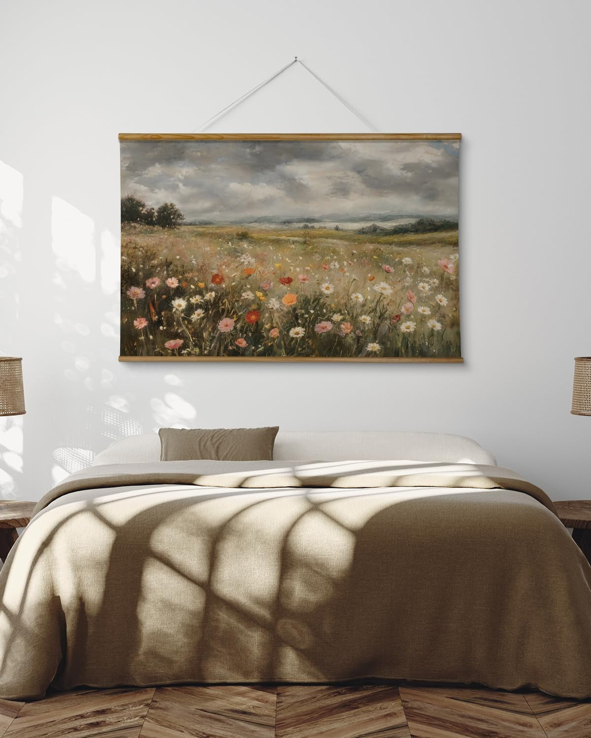 Wildflower Landscape Wall Art 36x54 Framed Colorful Canvas – image 2