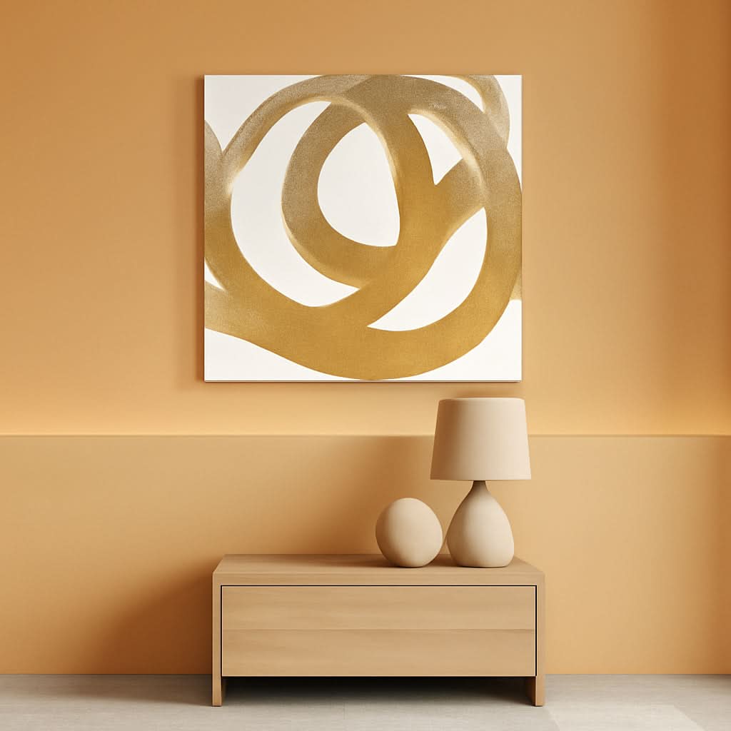 Contour Leaf Botanical Wall Art Gold Neutral Canvas – main view