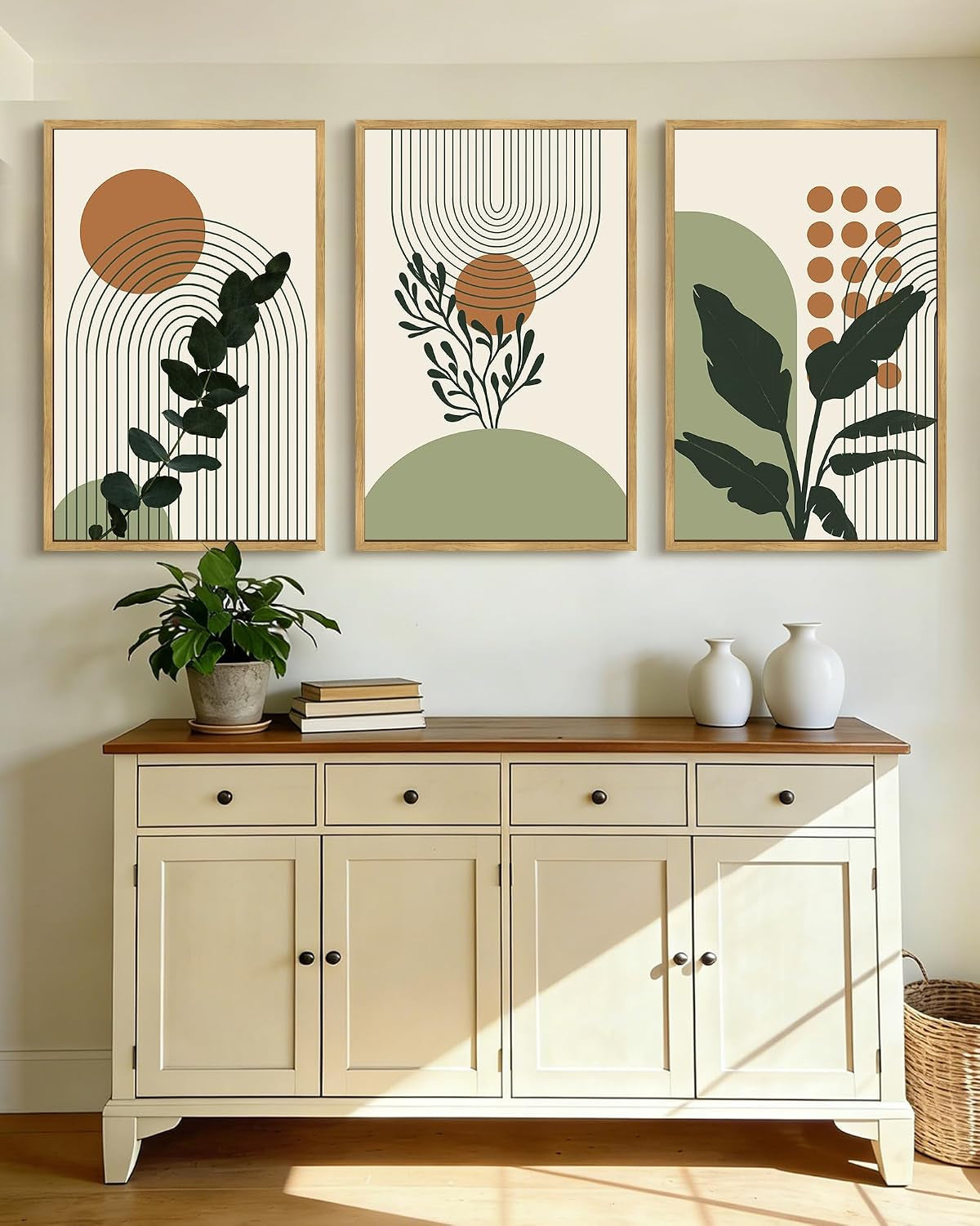 Boho Botanical Wall Art 24x36 Framed Green Canvas for Living Room – image 6