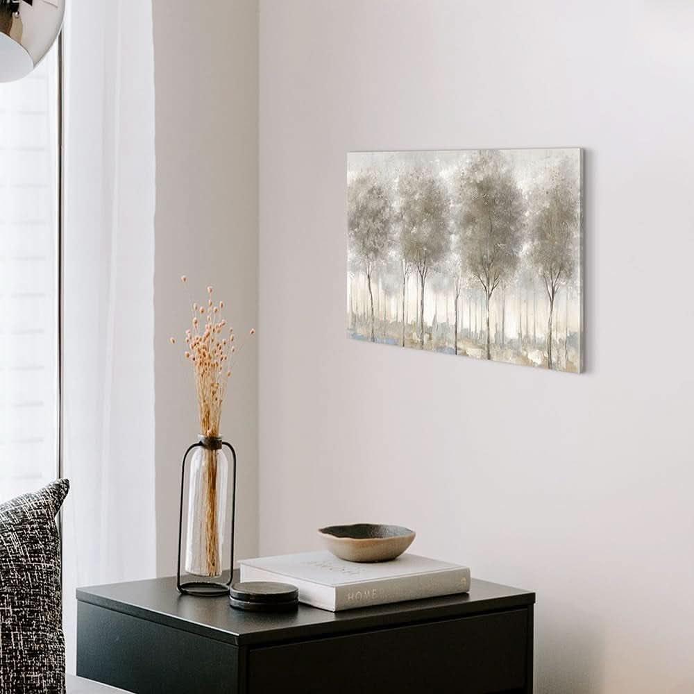Forest Tree Black and White Landscape Wall Art Hand-Painted Canvas – image 5