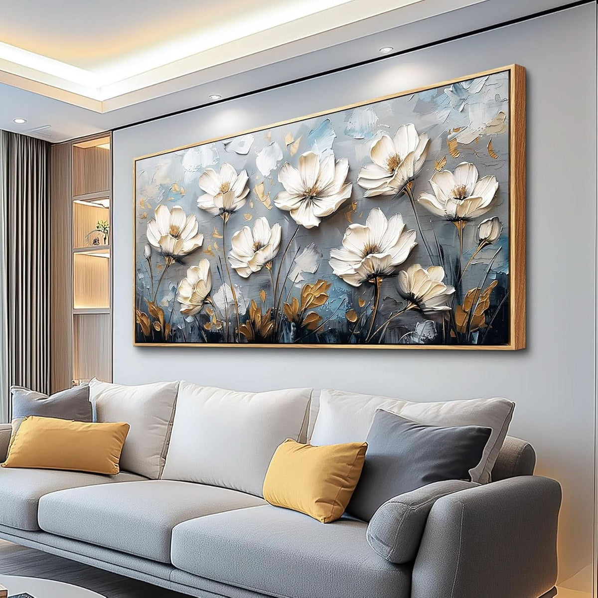 Floral Wall Art 20x40 Framed Canvas for Living Room – main view