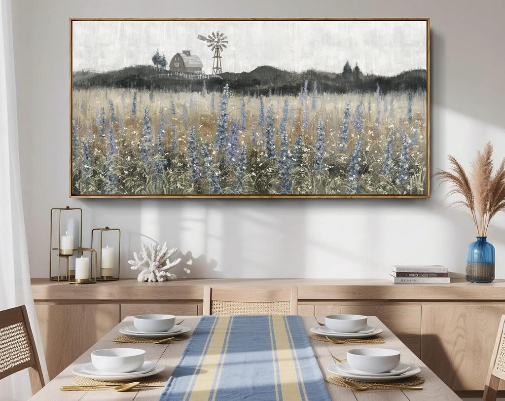 Meadow Landscape Wall Art 48x24 Purple Cerulean Canvas – image 3