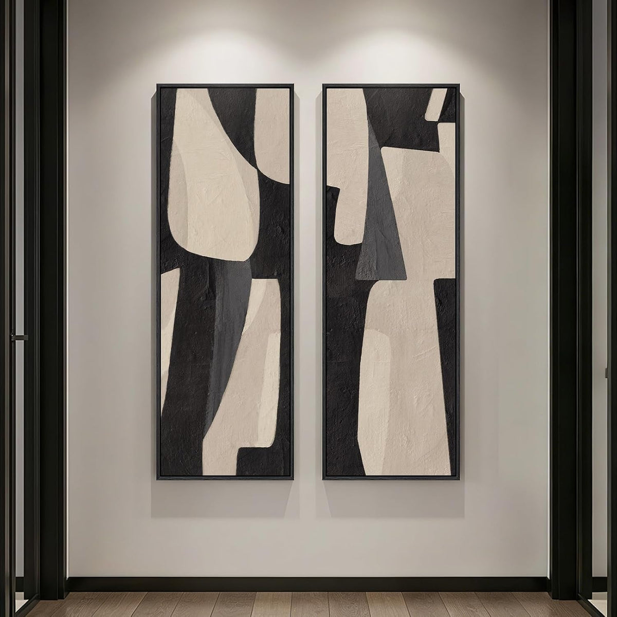 Canvas Wall Art Set of 2 Framed Black Beige, 20x60 in – image 5