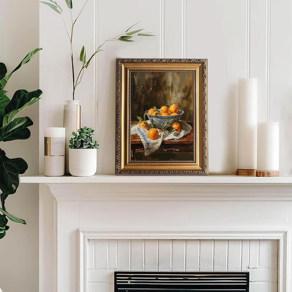 Antique Gold Wall Art 9x12 Framed Orange for Living Room – image 2