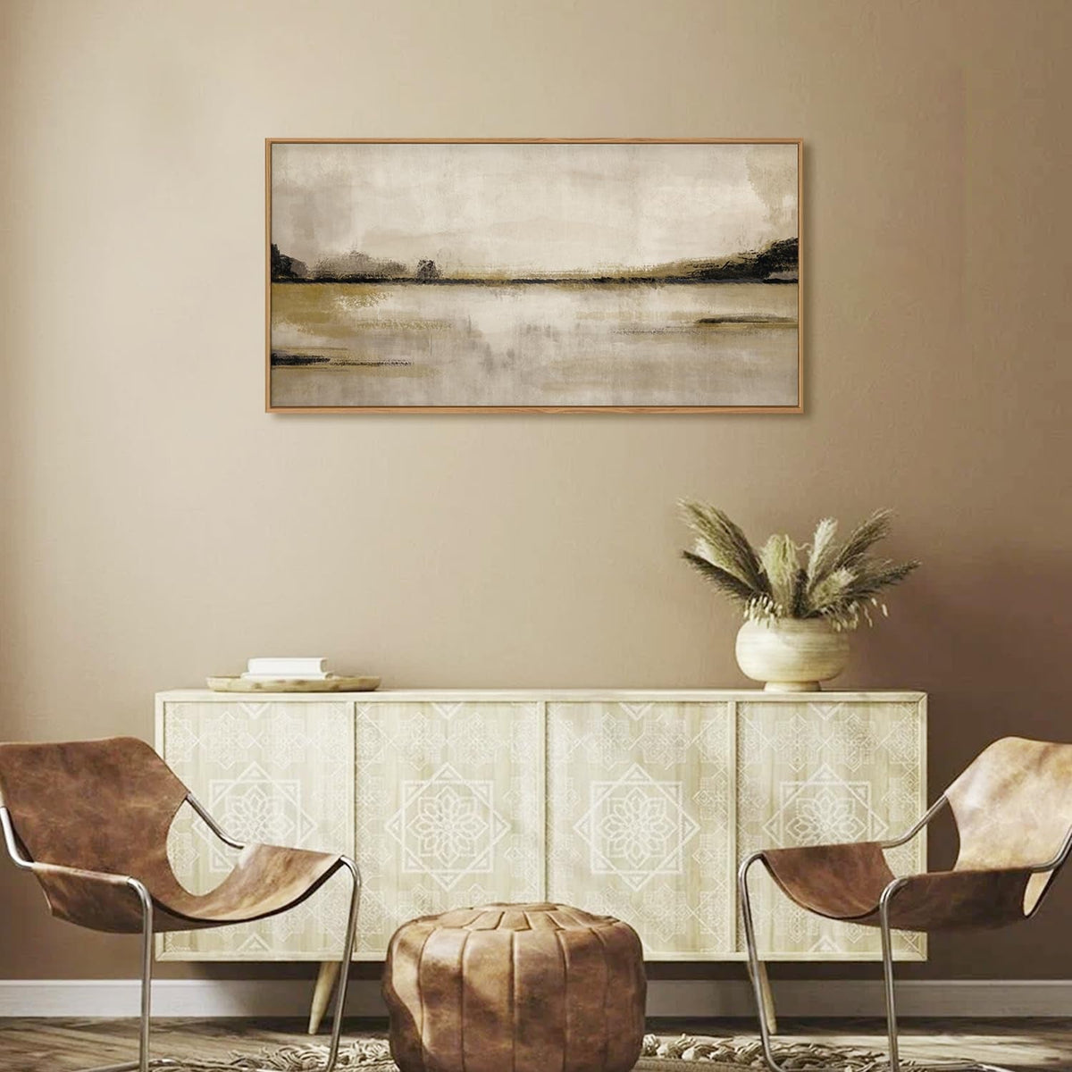 Landscape Wall Art 40x20 Framed Neutral Canvas for Living Room – image 3