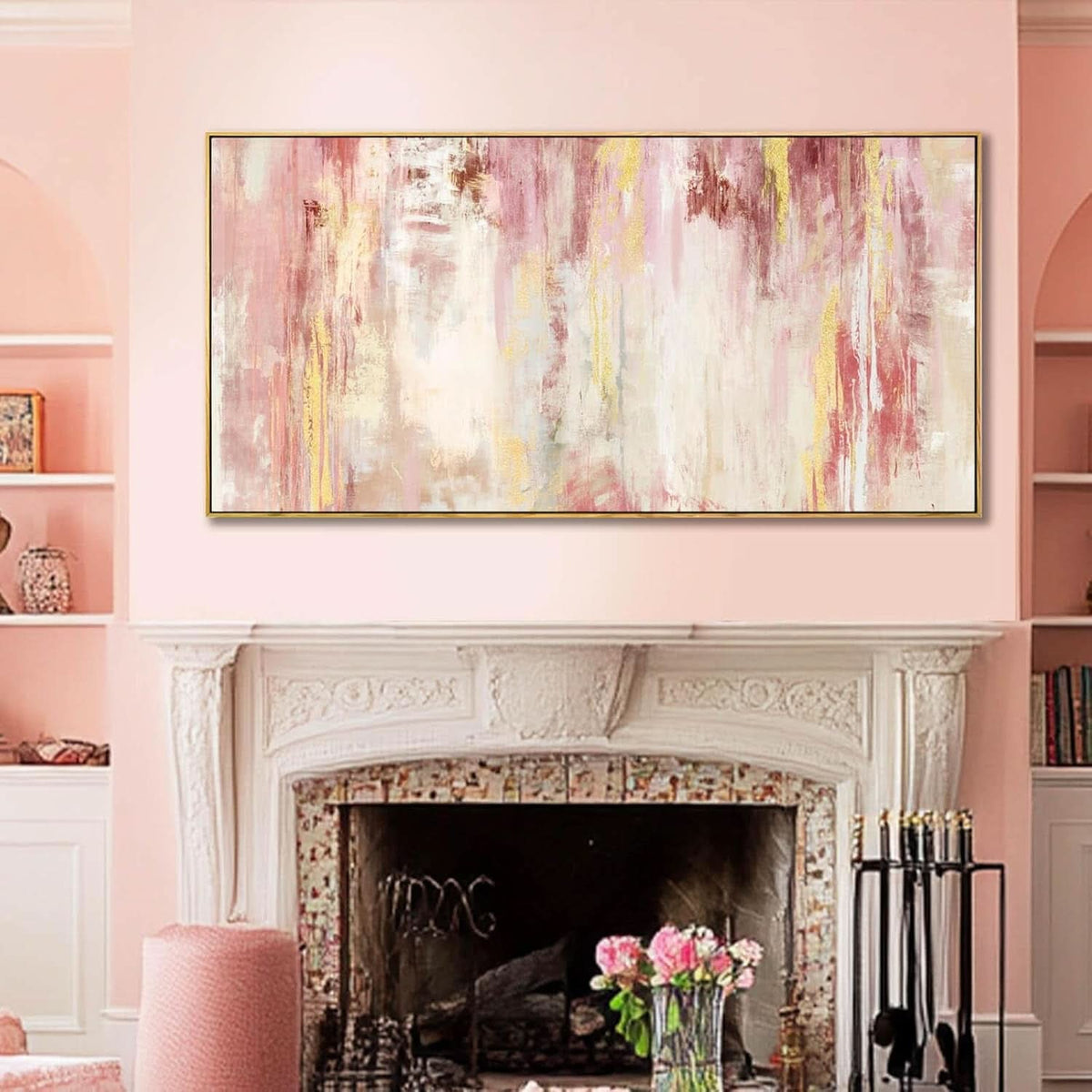 Abstract Wall Art 20x40 Framed Pink Canvas for Living Room – image 5