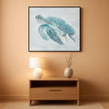 Sea Turtle Wall Art Extra Large Hand-Painted Teal Canvas – main view