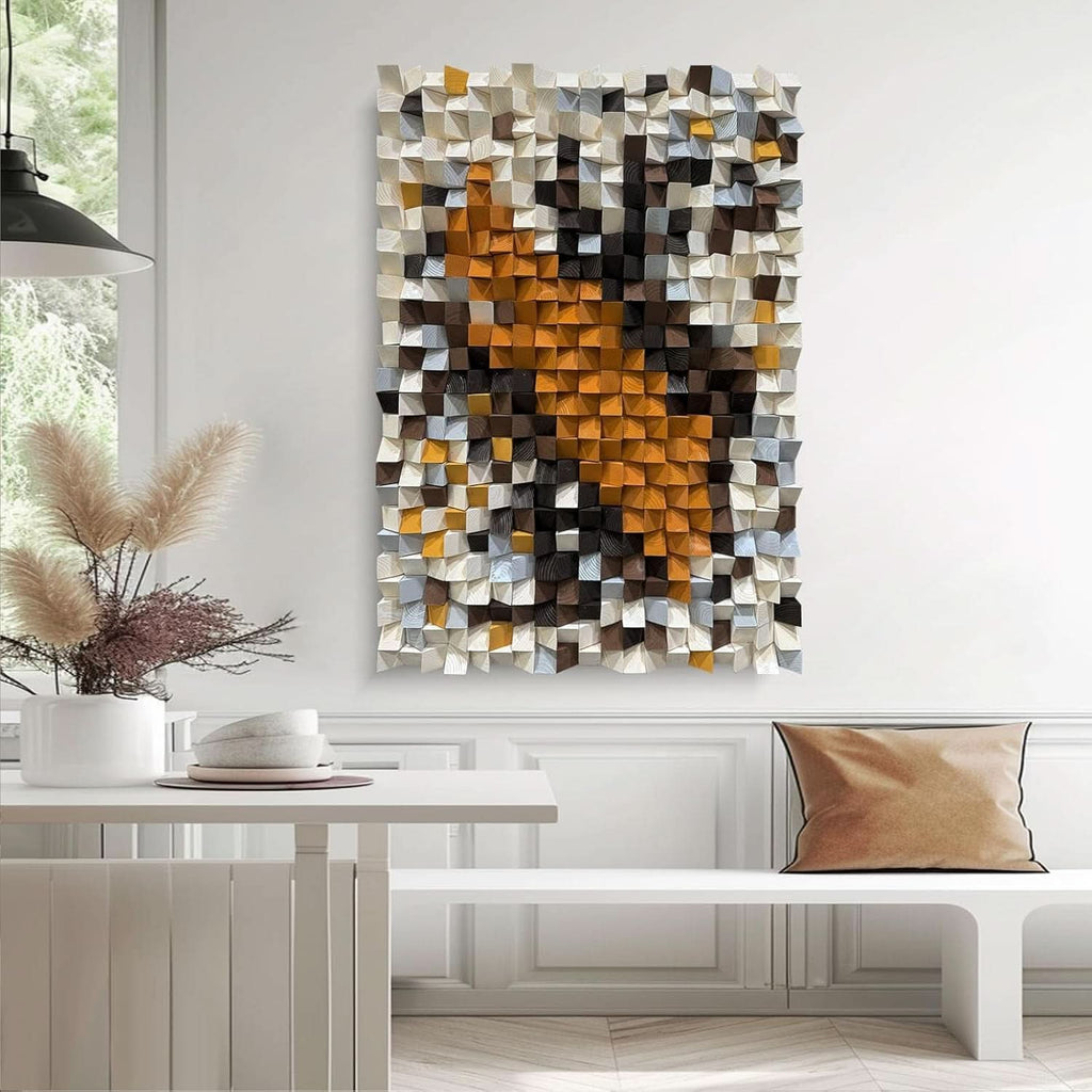 Mosaic Wall Art 27.6x39.4 White Orange for Living Room – image 9