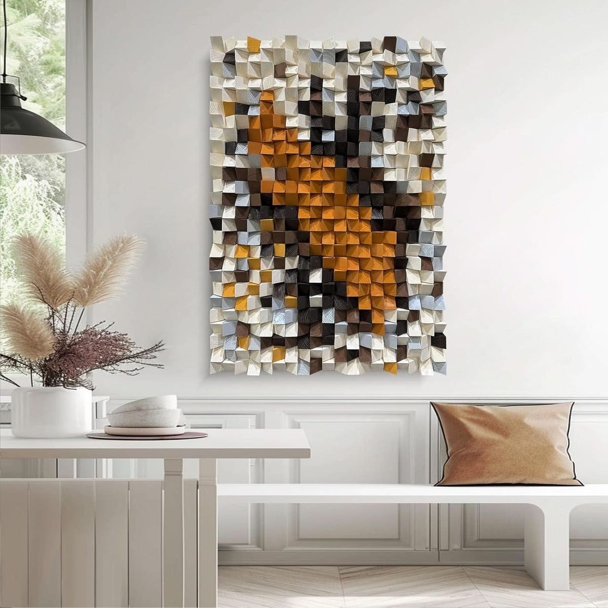Mosaic Wall Art 27.6x39.4 White Orange for Living Room – image 9