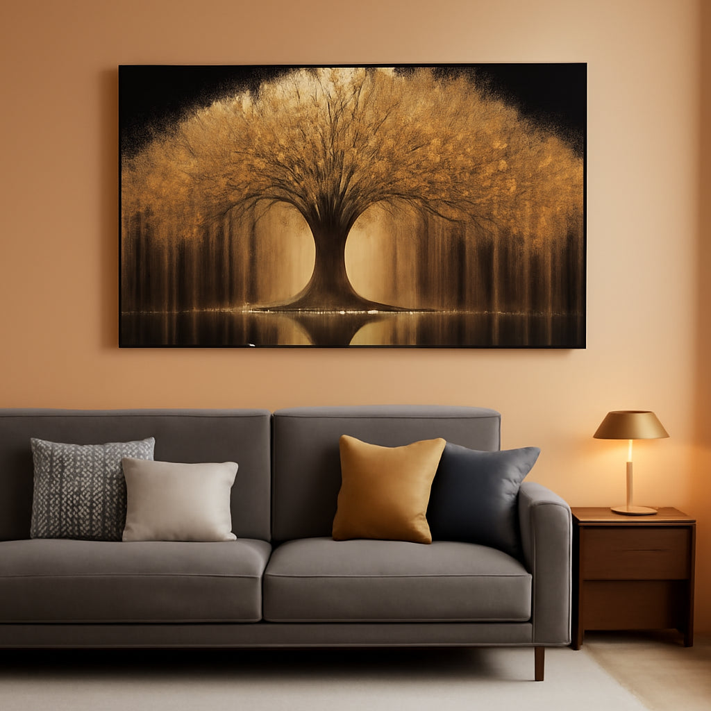 Tree of Life Golden Landscape Wall Art 29x58 Canvas – main view