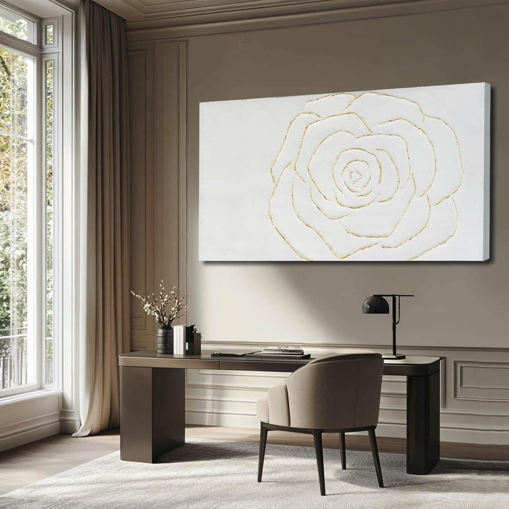 Textured Floral Wall Art 24x48 Hand-Painted Gold for Living Room – image 4