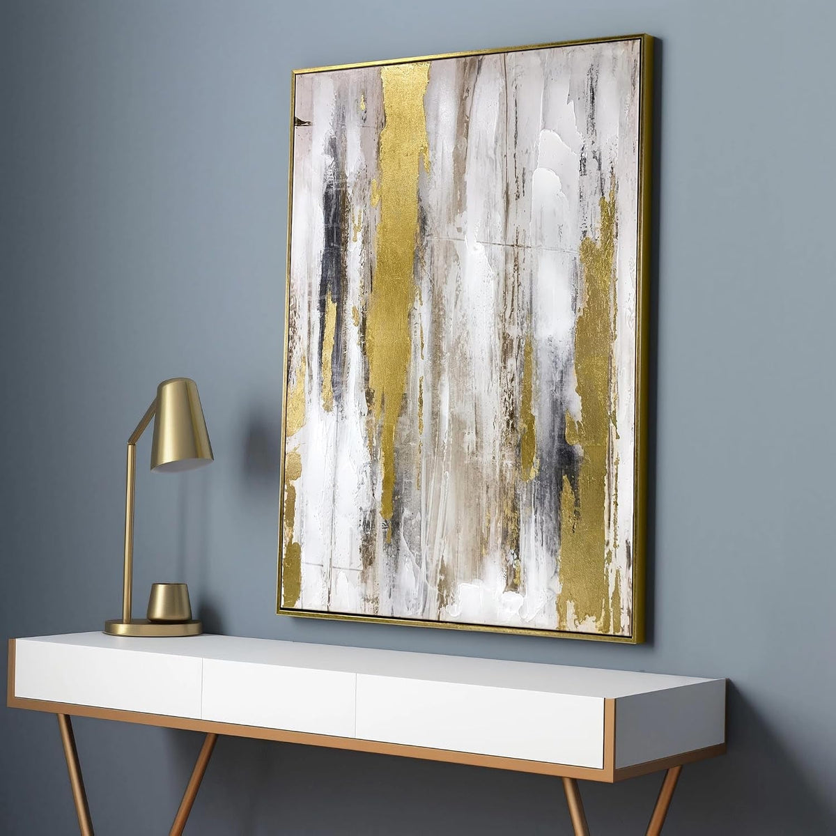 Foil Textured Abstract Wall Art 24x32 Gold Canvas for Living Room – image 8