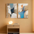 Khaki Expressionist Abstract Wall Art Set of 2 Blue Canvas – main view