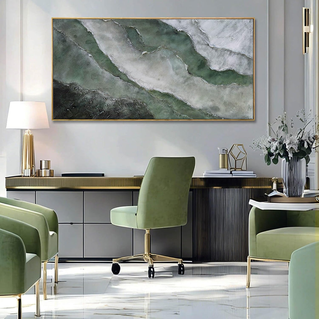 Textured Landscape Wall Art 24x48 Hand-Painted Framed Canvas – image 2