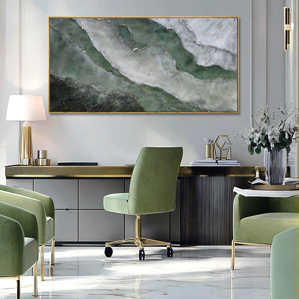 Textured Landscape Wall Art 24x48 Hand-Painted Framed Canvas – image 2