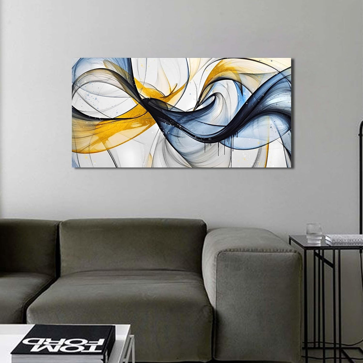 Abstract Wall Art 40x20 Blue Canvas for Living Room – image 5