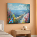 Seascape Coastal Wall Art 48x24 Hand-Painted Blue Canvas – main view