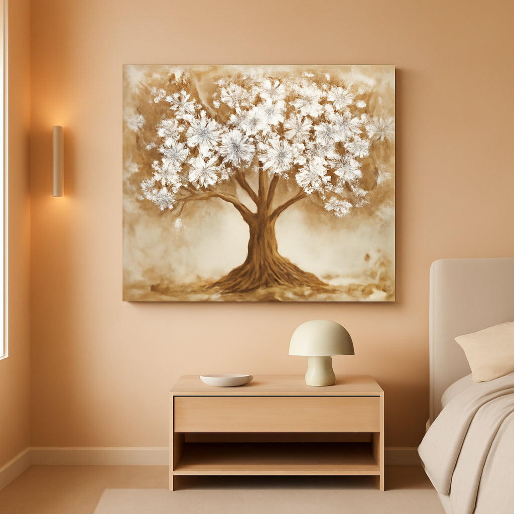 Tree of Life Landscape Wall Art 29x57 White Gold Canvas – main view