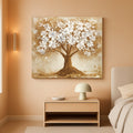 Tree of Life Landscape Wall Art 29x57 White Gold Canvas – main view