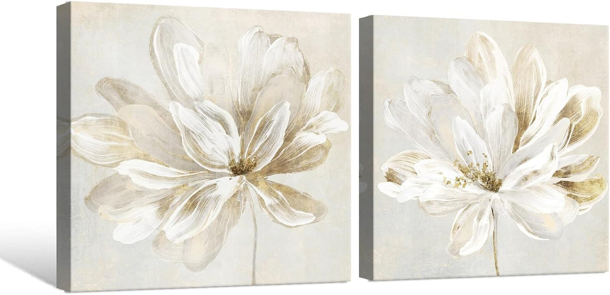 Poster Floral Wall Art 24x24 Gold Beige Canvas for Living Room – image 7