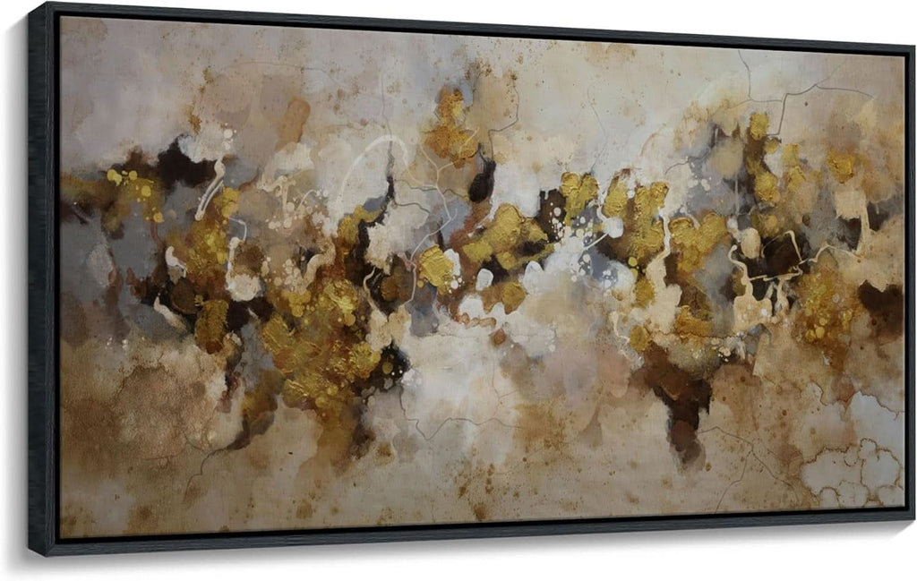 Expressionist Abstract Wall Art 24x48 Brown Yellow – image 2