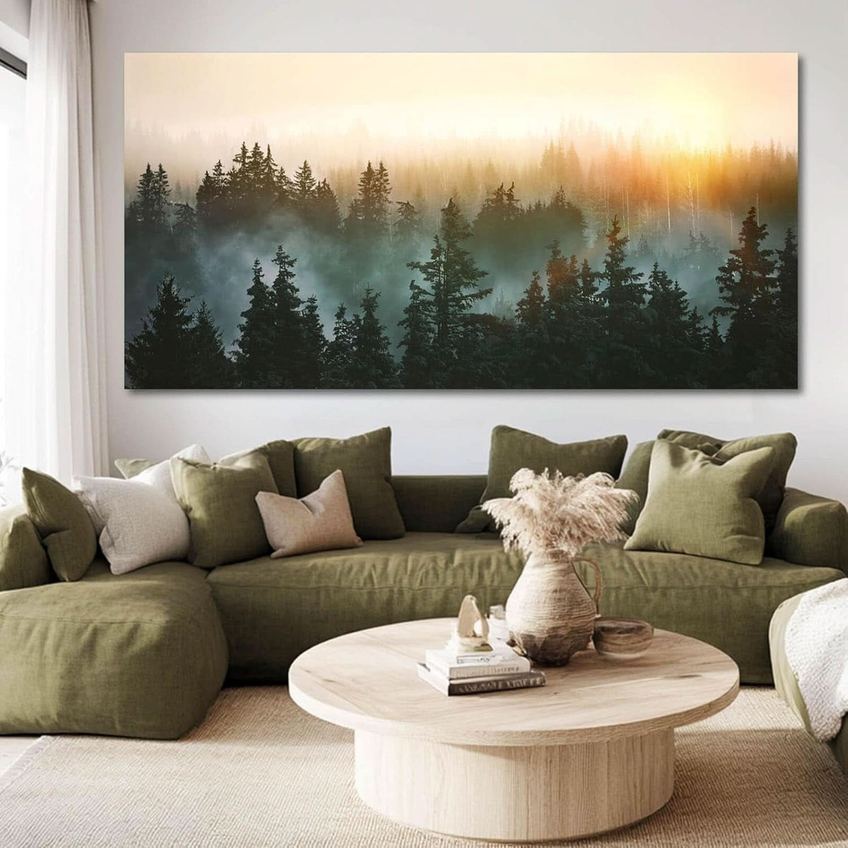 Sunrise Forestscape Landscape Wall Art 48x24 Framed Canvas – image 6