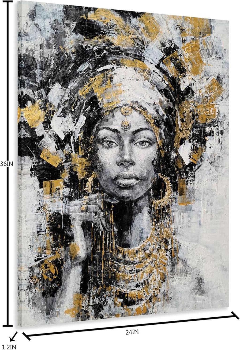 African American Gold Wall Art Hand-Painted Black Canvas – image 3
