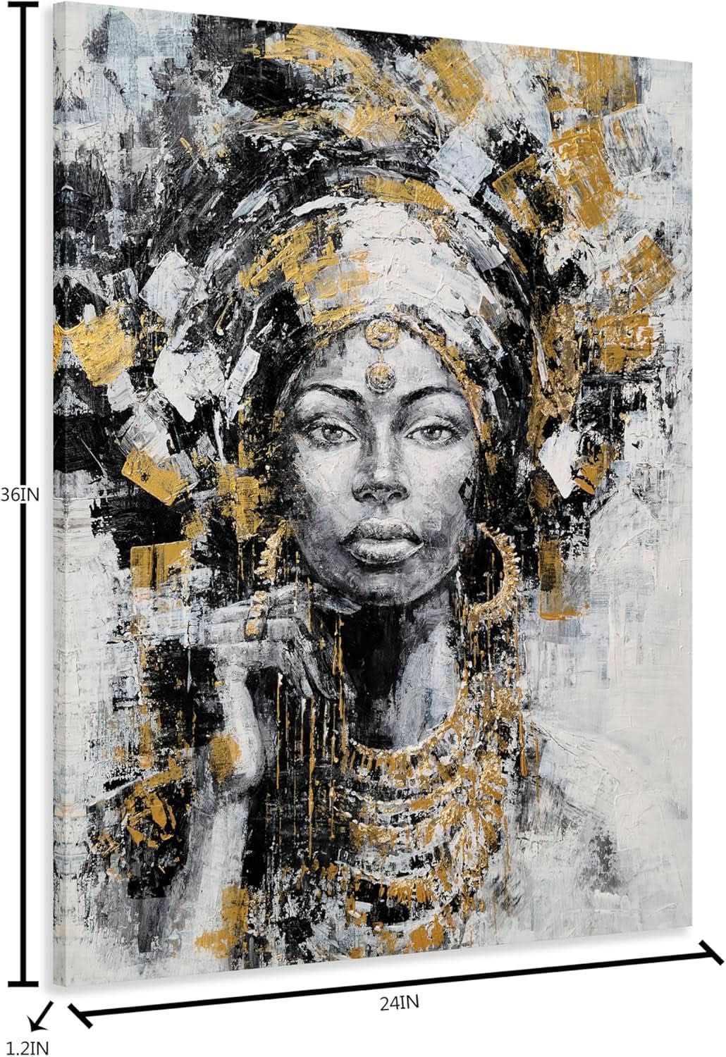 African American Gold Wall Art Hand-Painted Black Canvas – image 3
